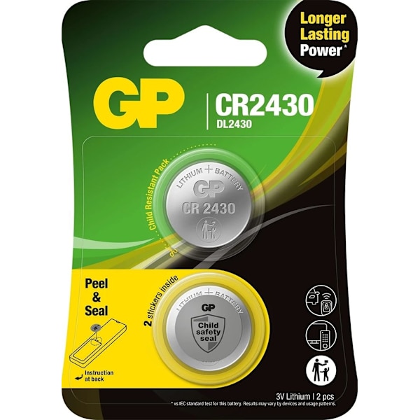 GP Knapcelle batteri CR2430 3V - 2-pak