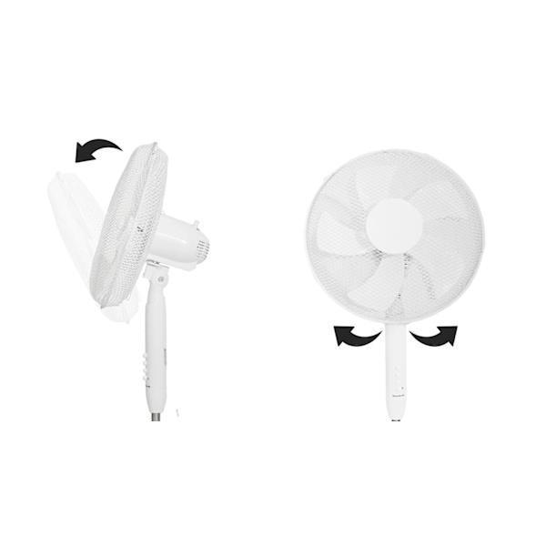 Stående gulvventilator 45W – 3 tilstande, 5 blade, hvid