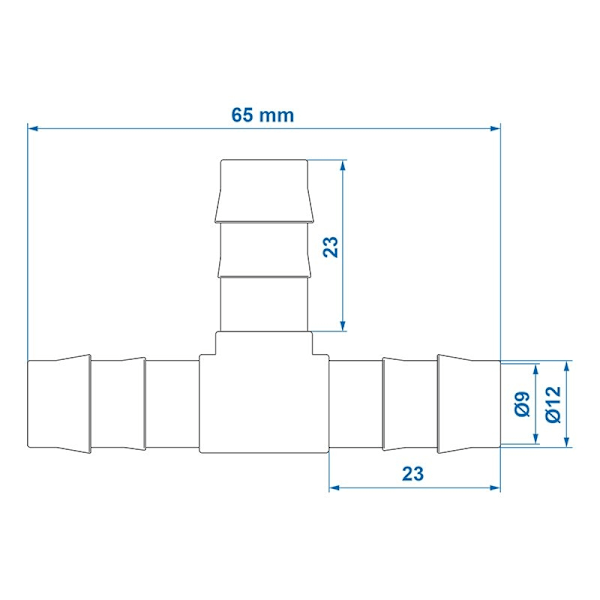 Vattenslangskoppling T-stycke 12mm per styck