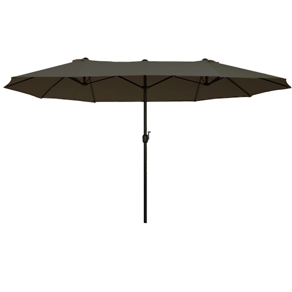 Dubbelt parasoll trädgårdsparaply med handvev, grå, oval, 460 x 270 x 240 cm