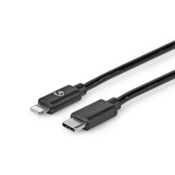 Lightning Kaapeli | USB 2.0 | Apple Lightning 8-Pin | USB-C™ Uros | 480 Mbps | Niklattu | 1.00 m | Pyöreä | PVC | Musta | Label