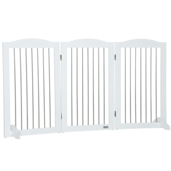 Hundspärrdörr Säkerhetsport Vikbar Hundgrindstativ 3 Paneler Trappport Vit 154X30X80Cm