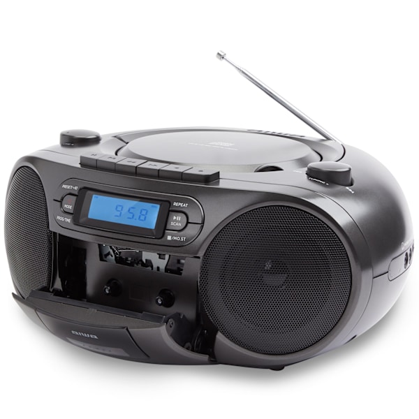 Kassetteradio CD/FM-radio/kassettebånd/USB/BT Sort