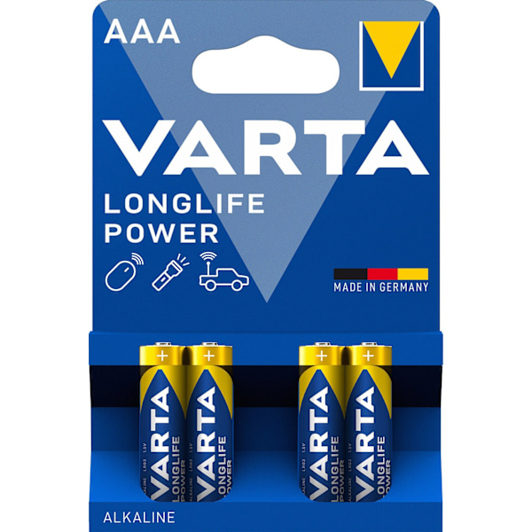 Varta Longlife Power - alkalisk batteri, 4 stk AAA (LR03) batterier