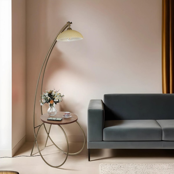Golvlampa Güler Eskitme Lambader Sarıkız Camlı