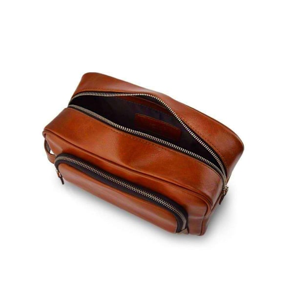 Elegant kosmetiktaske i læder SK04 Solier brun vintage
