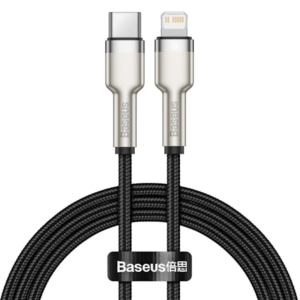 iPhone USB-C - Lightning Cafule Metal Data Strömförsörjningskabel 20W 1m - svart