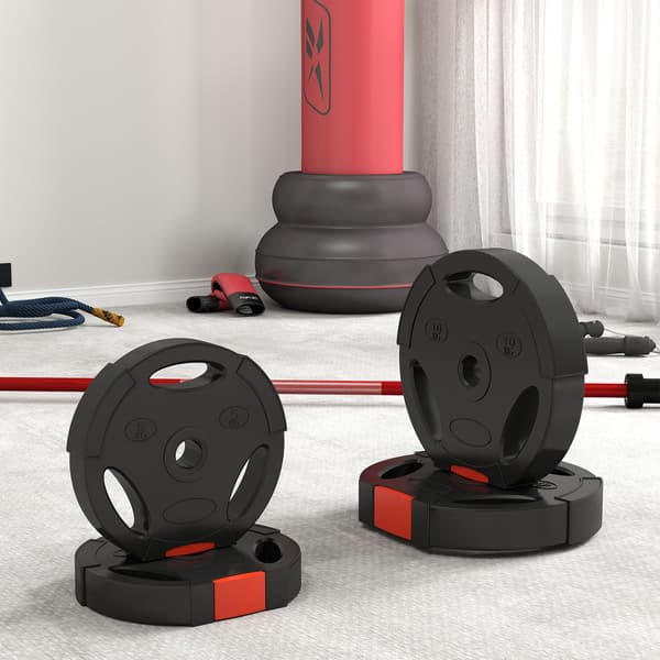 Set med 4 hantelvikter, 2 x 5 kg/10kg vikter, viktskivsats, viktskivor för 2,5 cm hantelstång, Ø 30 mm hål, svart