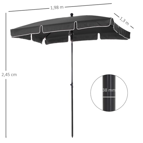 Parasol Strandparaply Med Uv-Beskyttelse, Foldbar Til Have Og Balkon, Grå Og Sort