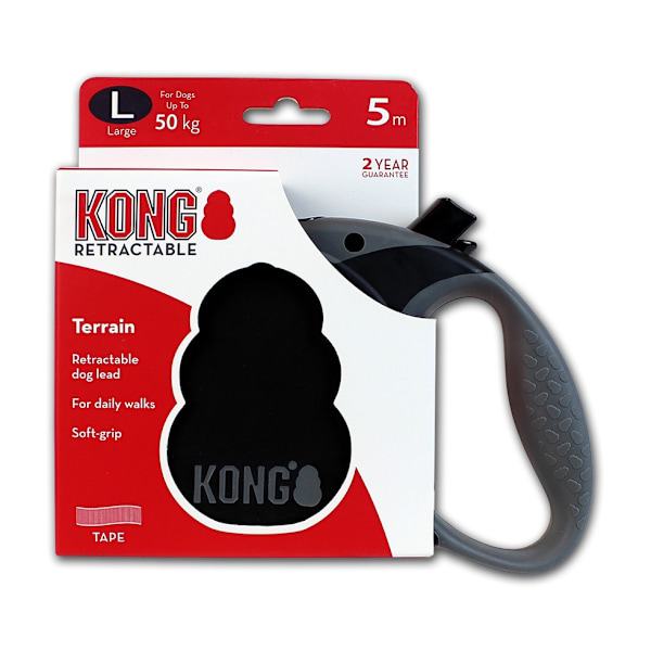KONG optrækkelig snor Terræn sort L (5m/50kg)