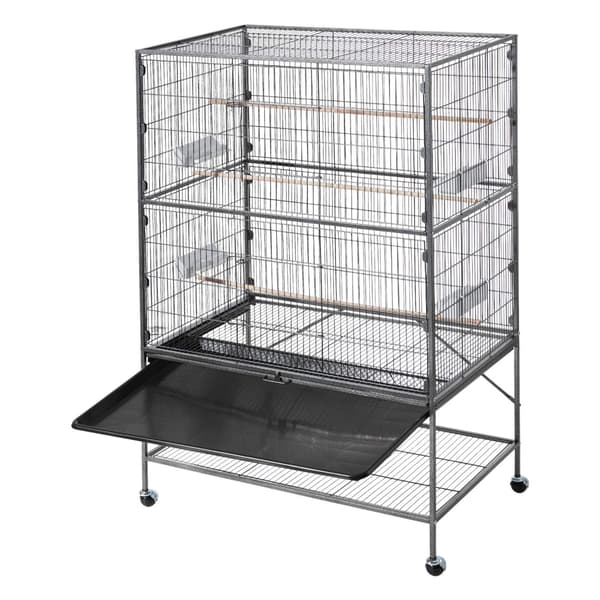 Fågelbur, smidesjärn med platt topp, utdragbar bricka, 94 cm