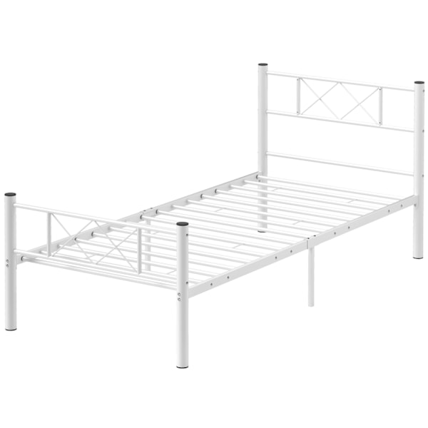 Sängynrunko patjalle 200 x 90 cm, sängynrunko 88 cm korkea yhden hengen sängyn runko terästä, makuuhuoneen vierashuoneeseen, valkoinen