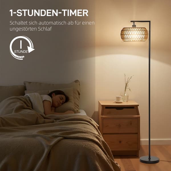 Dæmpbar LED-gulvlampe, dobbelt skærm, 3 farvetemperaturer, sort