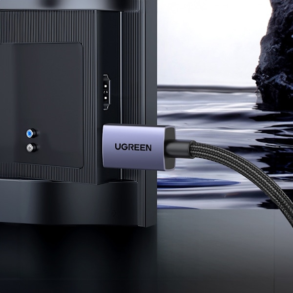 Flätad DisplayPort 2.1 16K 3D Vision-kabel 2m grå