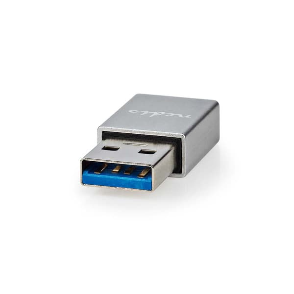 USB-A Sovitin | USB 3.2 Gen 1 | USB-A Uros | USB-C™ Naaras | 5 Gbps | Pyöreä | Niklattu | Musta | Laatikko