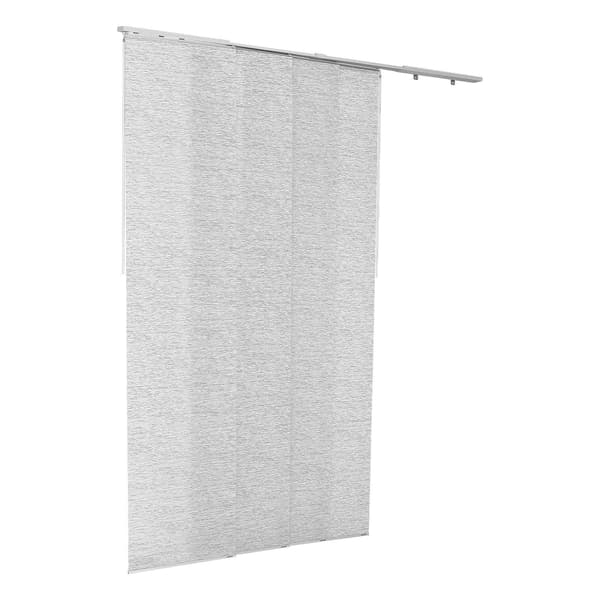 Panelgardiner med skena, 4 paneler, 116–218 cm skena, grå
