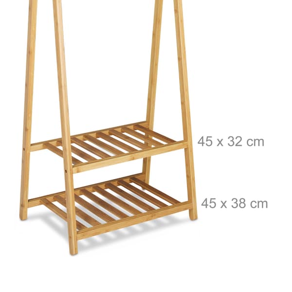Bambuinen vaateteline 2 hyllyllä
