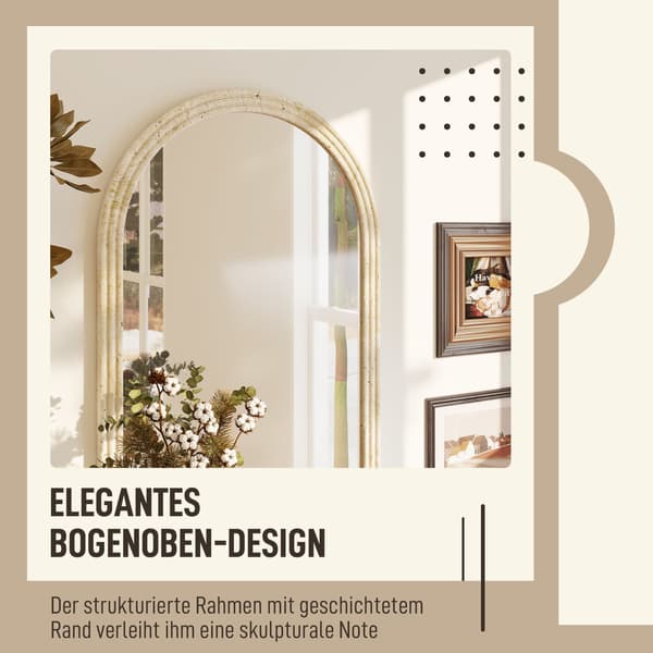 Buet vægspejl, beige, 50 x 70 cm, polystyrenramme