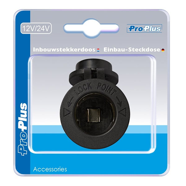 Indbygningsstik DIN 12V/24V i blister