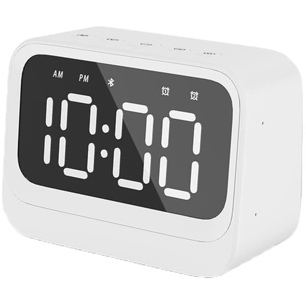 Bluetooth-väckarklocka med högtalare, dubbla alarm, vit