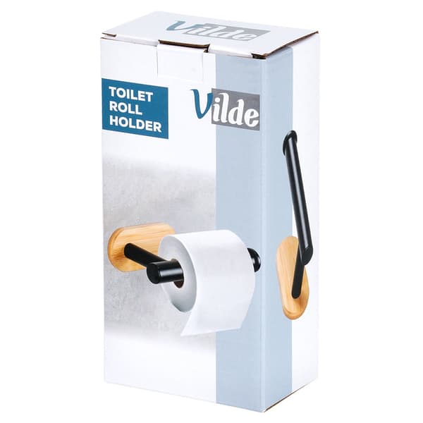WC-paperiteline, musta teräs ja bambu, 17 cm