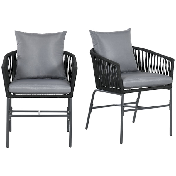 Setti 2 Puutarhatuolia Ja Tyynyjä, Boho Style -Puutarhatuolisarja, Puutarhatuoli, Puutarhakalusteet, Parveketuoli, Patiotuoli, Metallirunko