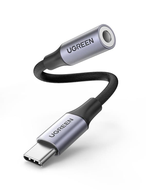UGREEN USB-C - Aux 3,5 mm sovitinkaapeli naaras, 10 cm - Space Grey