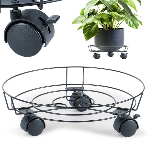 Praktisk och robust blomkruka på hjul med hjullåsning