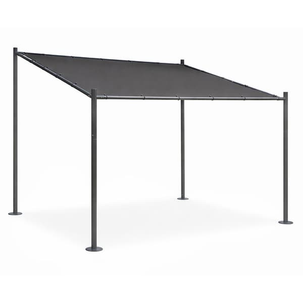 Trädgårdspergola 3x3m, stålram, grått tak