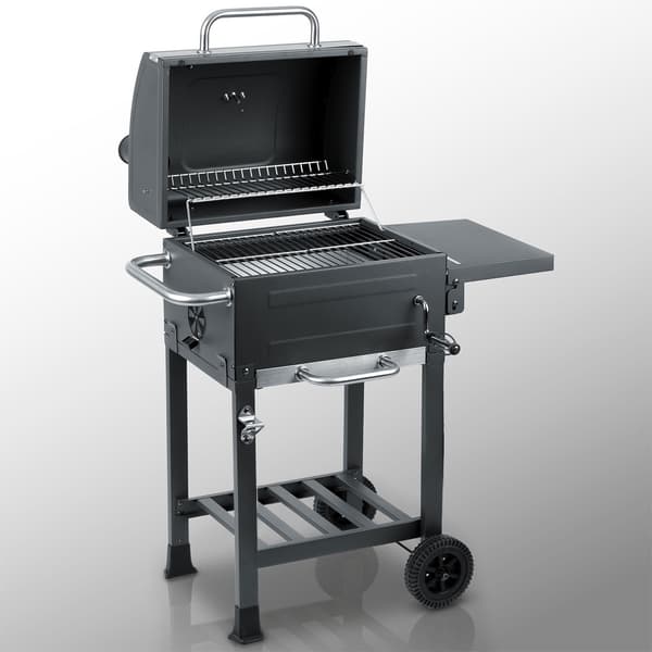 Kolgrill med termometer och justerbart galler