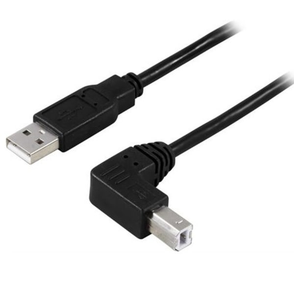 Deltaco USB 2.0 Kabel Typ A - Vinklad Typ B, 1m - Svart