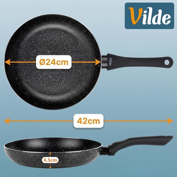 24 cm non-stick stekpanna i granit, diskmaskinssäker