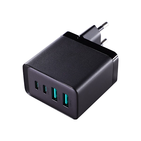 GaN 67W netværksoplader 2x USB 2x USB-C + USB-C kabel 1,2m sort
