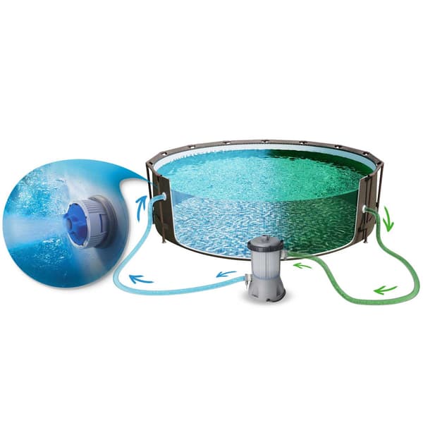 Trädgårdspool med pump, 366 x 100 cm, 18-i-1-set