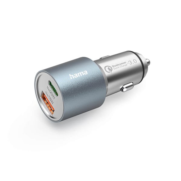 HAMA autolaturi USB-C USB-A PD 38W metallia Hopea