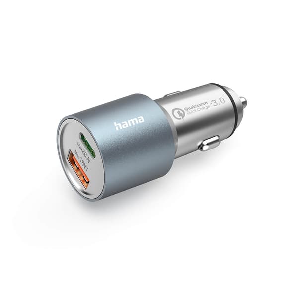 HAMA Billaddare USB-C USB-A PD 38W Metall