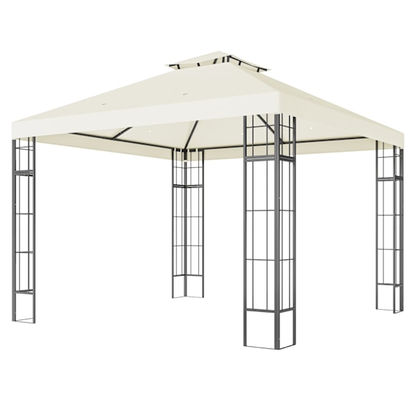 Huvimaja kaksinkertaisella katolla, n. 3x3 m, vettä hylkivä, vakaa, talvenkestävä, puutarhapaviljonki UV-suojalla, juhlateltta metallia, puutarhaan, t