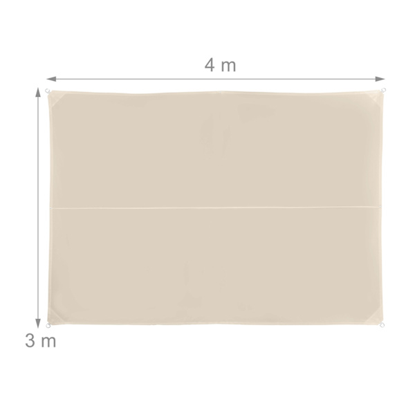 Solsejl rektangulært beige