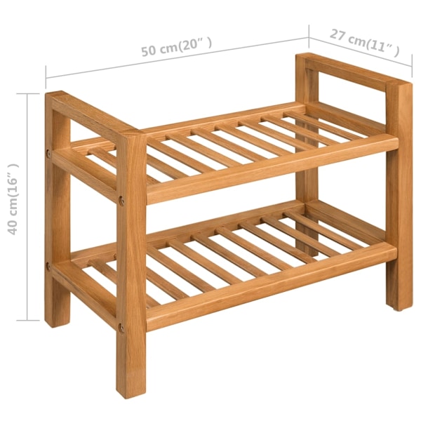 Skohylde med 2 hylder 50x27x40 cm massiv eg