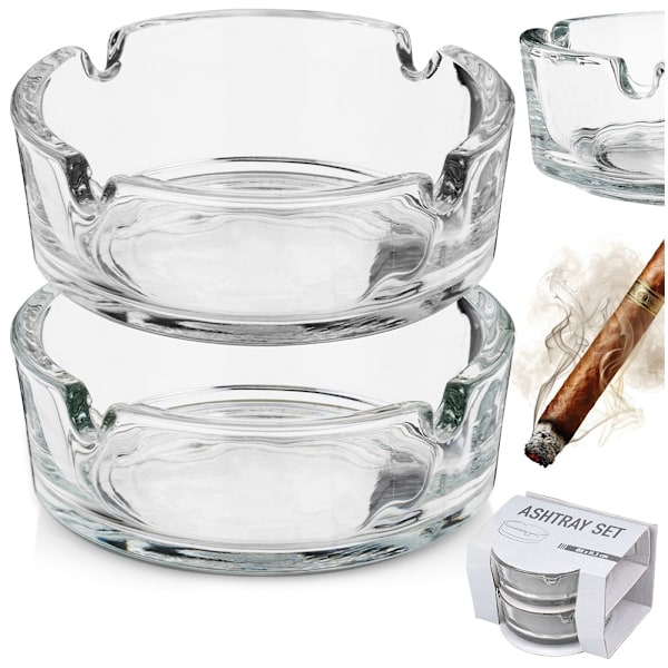 Glas askkopp 8 cm 2 st.