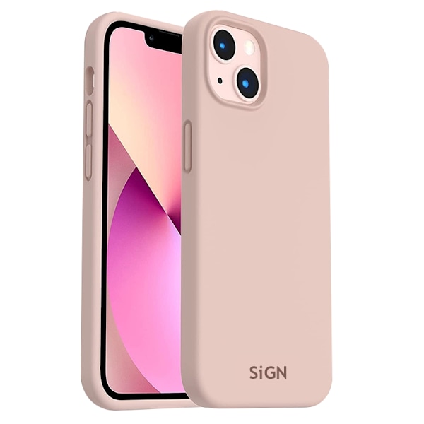 SiGN nestemäinen silikonikotelo iPhone 14:lle - Hiekanpunainen