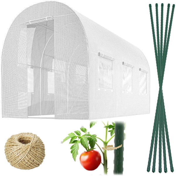 Trädgårdstunnel 2 x 3,5 m (7 m2) vit Plonos