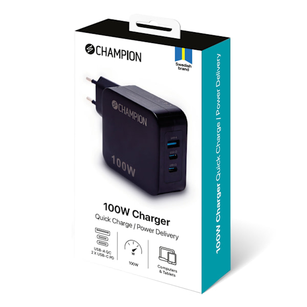 Oplader 100W PD / QC Sort