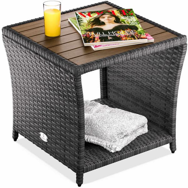 Polyrattan sidebord grå 45x45x40cm