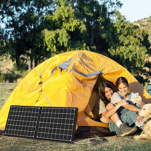 Foldbart solpanel med USB-oplader 1x USB-C, 1x USB-A 30W