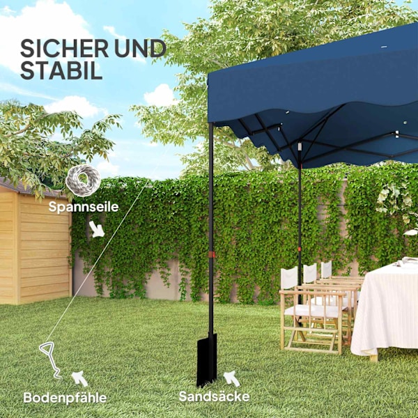 Pavillon ca. 3x3m, vandafvisende, stabil, vintersikker pop-up foldepavillon med UV-beskyttelse 50+, sammenfoldeligt partytelt, havetelt med rulletaske