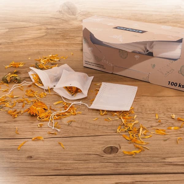 Tekstilposer til te, urter & kaffe - 100 stk i dispenser