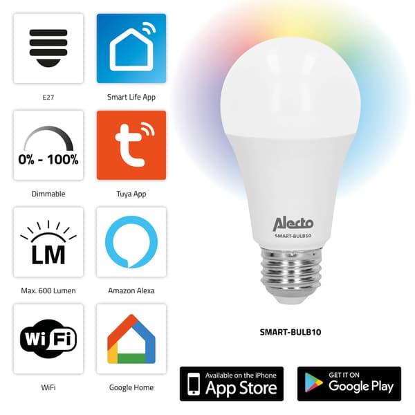 Smarta Wi-Fi LED-lampor, 3-pack, röststyrda, dimbara