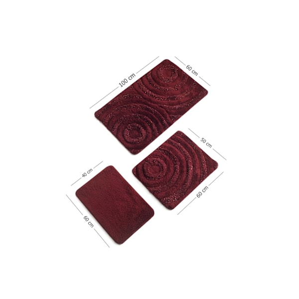 Akryl-bademåttesæt (3 stykker) Wave - Rød