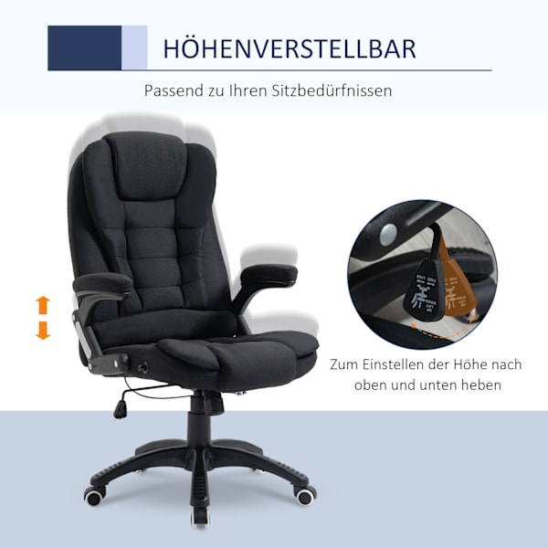 Kontorstol Højdejusterbar Skrivebordsstol Ergonomisk Skum Pp Plast Hørlignende Polyester Sort 65 X 72 X 100-120 Cm